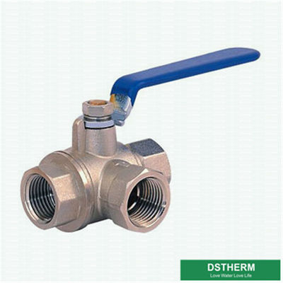 Three Ways Female Nickel Plated Middle Weight Water Supplying Ball Valve Customized Forged Brass Ball Valve