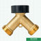 Customized Brass Garden Fittings Two Ways Garden Type Y Brass Water Pipe Hose Connector