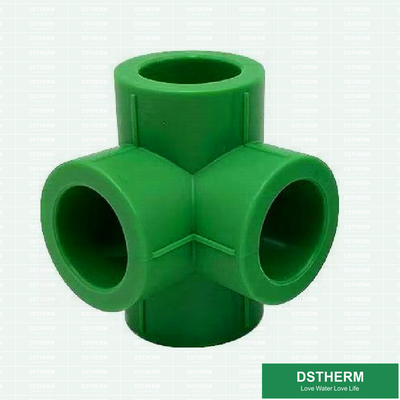 Plastic PPR Equal Cross Pipe Fittings For Cold / Hot Water Supplying