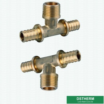 ISO Nickel Plated PEX Brass Fittings For Male Threaded Tee