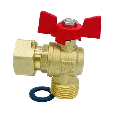 PN25 Screw Connector Brass Ball Valve With Check Square Union ISO9001