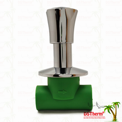 PN25 PPR Stop Valve 20-40mm Chrome Plated with Anti-Slip Handle