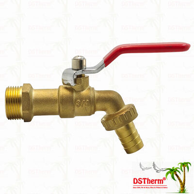 Gold Plated Heavy Duty Classic Red Iron Handle Bibcocks Water Spout Faucet Spigot Water Tap 3/4"
