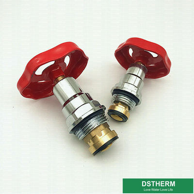 Red Color Iron Handle With Chrome Plated Brass Valve Cartridges For Stop Valve Top Parts