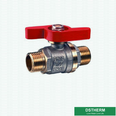 Customized Mini Forged Brass Ball Valve Butterfly Handle Double Male Threaded  Brass Ball Valve