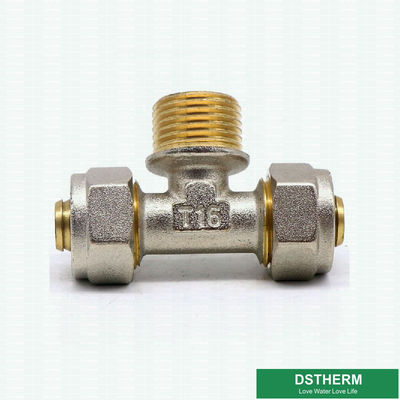 Customized Male Threaded Tee Compression Brass Fittings Screw Fittings For Pex Aluminum Pex Pipe