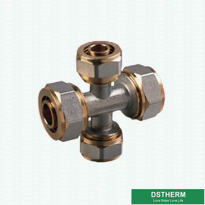 Customized Equal Threaded Cross Fittings Compression Brass Fittings Screw Fittings For Pex Aluminum Pex Pipe