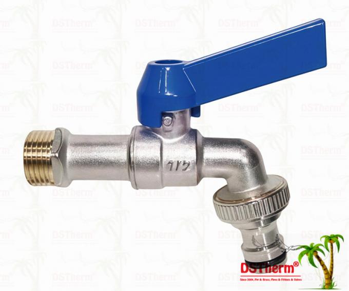 Nickel Plated Heavy Duty Classic Straight Aluminum Handle Bibcocks Water Spout Faucet Water Tap Spigot 1/2" 6