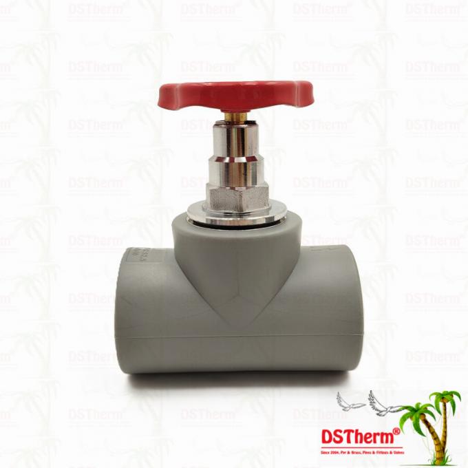 Grey Chrome Plated PPR Stop Valve With Brass Cartridge Global Vlave 20-110mm