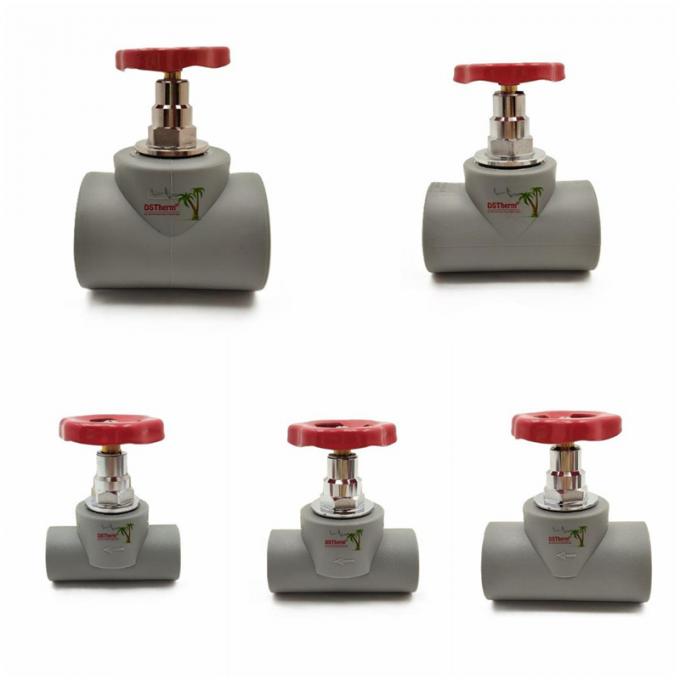 Grey Chrome Plated PPR Stop Valve With Brass Cartridge Global Vlave 20-110mm
