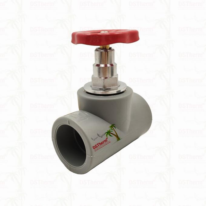 Grey Chrome Plated PPR Stop Valve With Brass Cartridge Global Vlave 20-110mm