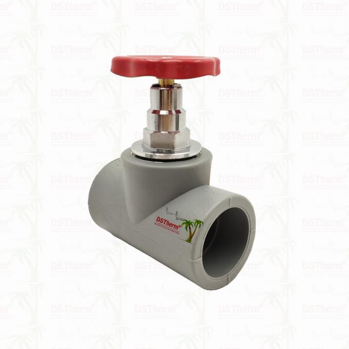 Grey Chrome Plated PPR Stop Valve With Brass Cartridge Global Vlave 20-110mm