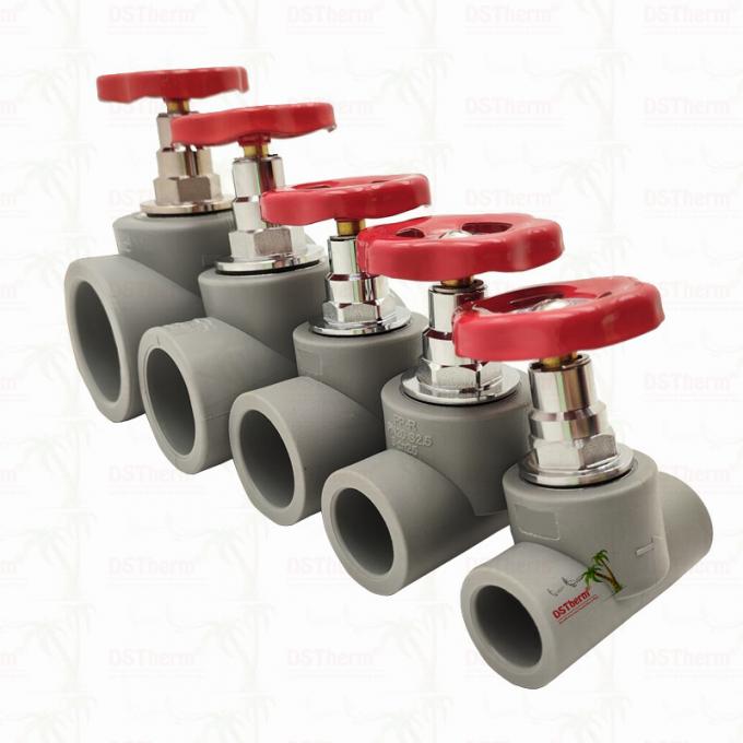 Grey Chrome Plated PPR Stop Valve With Brass Cartridge Global Vlave 20-110mm