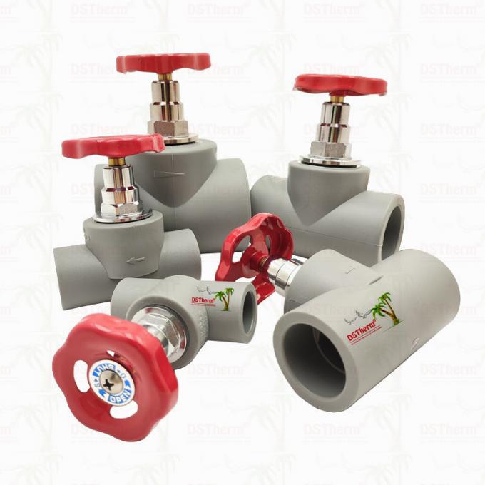 Grey Chrome Plated PPR Stop Valve With Brass Cartridge Global Vlave 20-110mm