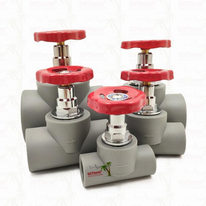 Grey Chrome Plated PPR Stop Valve With Brass Cartridge Global Vlave 20-110mm