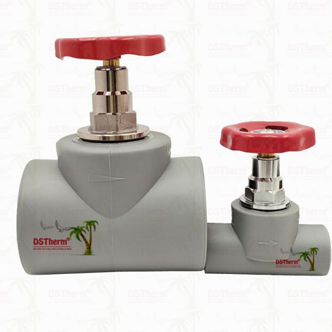 Grey Chrome Plated PPR Stop Valve With Brass Cartridge Global Vlave 20-110mm