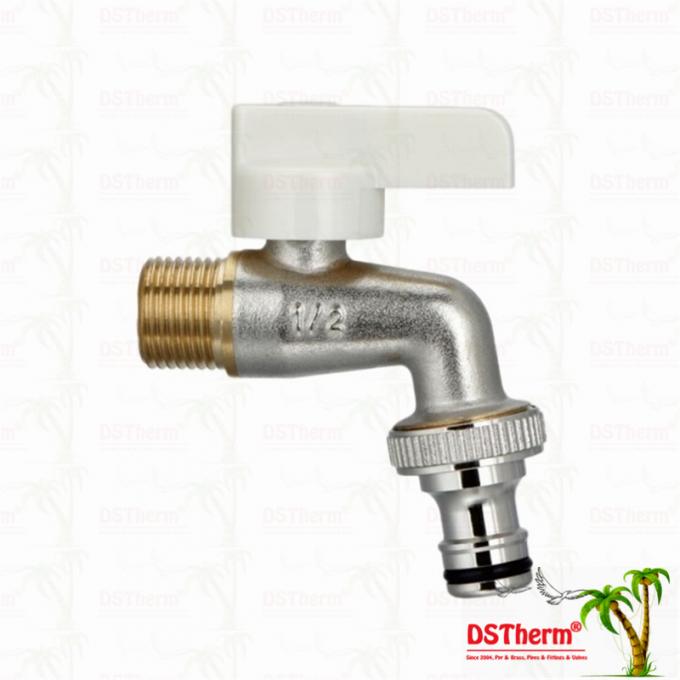 Ergonomic White Plastic Handle Bibcock Faucet with Customized Material and 1/2"*3/4" Specification 0