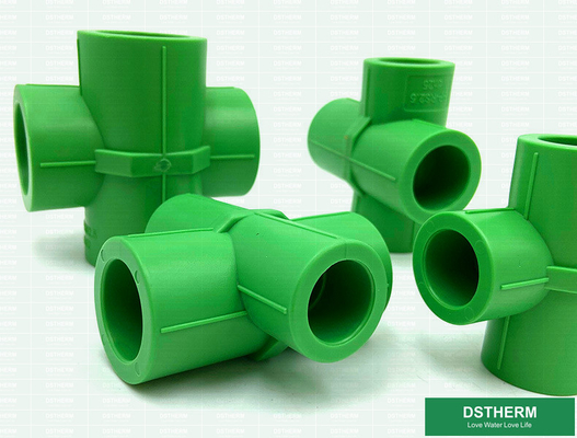 Plastic PPR Equal Cross Pipe Fittings For Cold / Hot Water Supplying