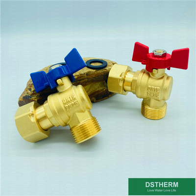 PN25 Screw Connector Brass Ball Valve With Check Square Union ISO9001