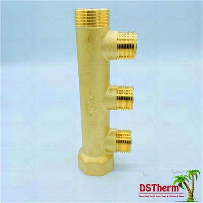 Three Ways Brass Water Manifolds For Pex Pipe With Slide Fittings