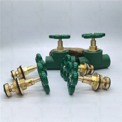 Customized Heavier Type Stop Valve Cartridge With Green Handle Brass Cartridge Brass Spindle Valve Top Part