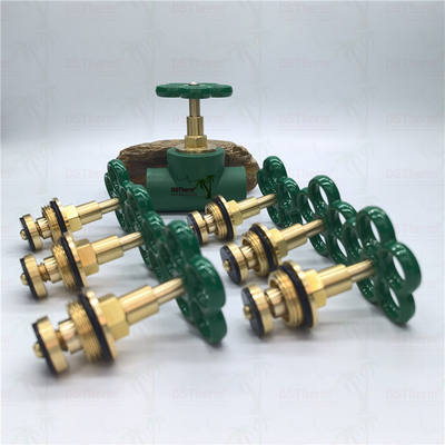 Customized Heavier Type Stop Valve Cartridge With Green Handle Brass Cartridge Brass Spindle Valve Top Part