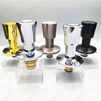 Gold Color Coated Stop Valve Top Part Round Handle With Side Lock Valve Cartridge With Different Handles