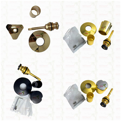 Gold Color Coated Stop Valve Top Part Round Handle With Side Lock Valve Cartridge With Different Handles
