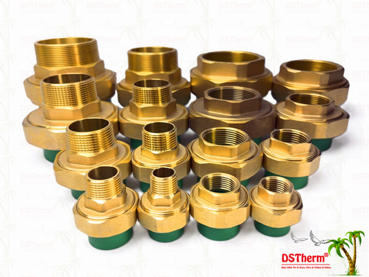 Green Ppr Male & Female Customized Brass Threaded Union Corrosion Resistant