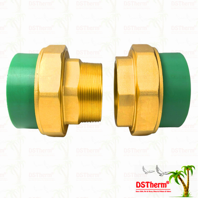 Green Ppr Male & Female Customized Brass Threaded Union Corrosion Resistant
