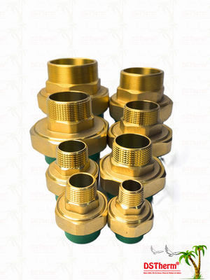 Green Ppr Male & Female Customized Brass Threaded Union Corrosion Resistant