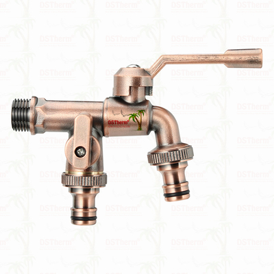 Double Outlet Garden Bibcocks Brass Faucet Brass Tap Valve Water Tap 1/2"-1"