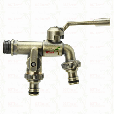 Double Outlet Garden Bibcocks Brass Faucet Brass Tap Valve Water Tap 1/2"-1"