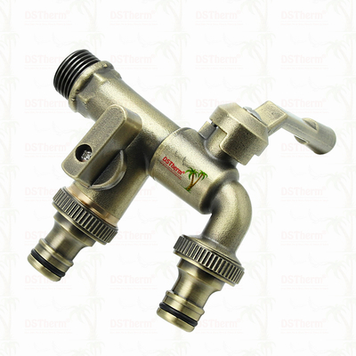 Double Outlet Garden Bibcocks Brass Faucet Brass Tap Valve Water Tap 1/2"-1"