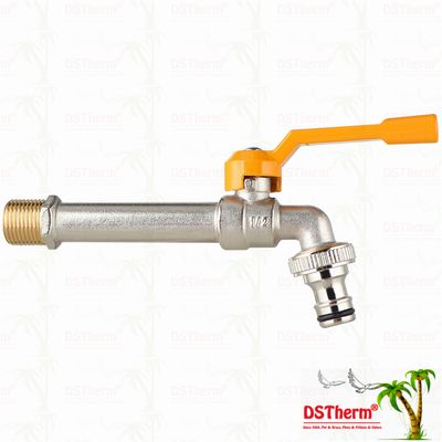 Long Spoute Heavy-Duty Nickel Plated Single Outlet Tap Extension Tap Brass Faucet 1/2"*3/4"