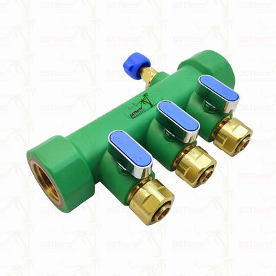 PPR Manifolds With Ball Valve Hot & Cold Water Blue 3 Ways Manifolds Customized Logo and Color 25mm
