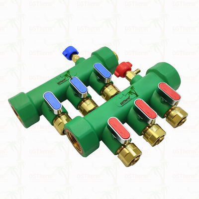PPR Manifolds With Ball Valve Hot & Cold Water Blue 3 Ways Manifolds Customized Logo and Color 25mm