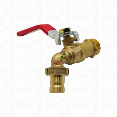 Gold Plated Heavy Duty Classic Red Iron Handle Bibcocks Water Tap Spout Faucet Spigot 1/2"