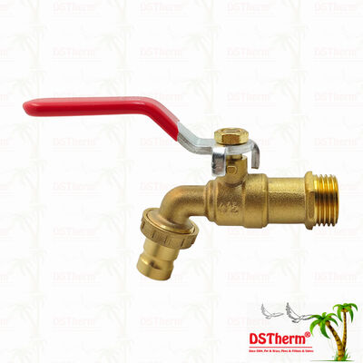 Gold Plated Heavy Duty Classic Red Iron Handle Bibcocks Water Tap Spout Faucet Spigot 1/2"