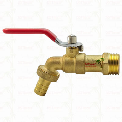 Gold Plated Heavy Duty Classic Red Iron Handle Bibcocks Water Spout Faucet Spigot Water Tap 3/4"