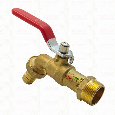 Gold Plated Heavy Duty Classic Red Iron Handle Bibcocks Water Spout Faucet Spigot Water Tap 3/4"