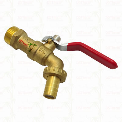 Gold Plated Heavy Duty Classic Red Iron Handle Bibcocks Water Spout Faucet Spigot Water Tap 3/4"