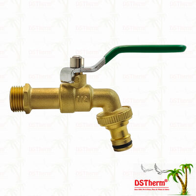 Gold Plated Heavy Duty Classic Green Iron Handle Bibcocks Water Spout Faucet Water Tap Spigot 1/2"