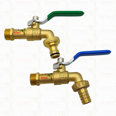 Gold Plated Heavy Duty Classic Green Iron Handle Bibcocks Water Spout Faucet Water Tap Spigot 1/2"