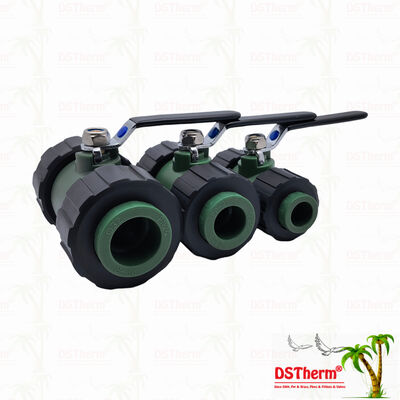 PPR Double Union Ball Valve With Brass Ball Iron Handle 20-63MM Customized LOGO