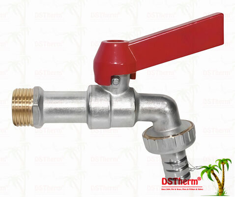 Nickel Plated Heavy Duty Classic Straight Aluminum Handle Bibcocks Water Spout Faucet Water Tap Spigot 1/2"