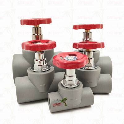 Grey  Chrome Plated PPR Stop Valve With Brass Cartridge Global Vlave 20-110mm