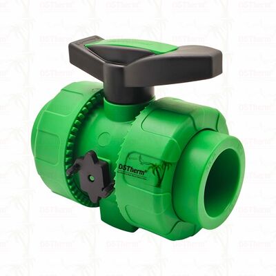 Lockable Zero Metal Zero Leakage PPR Double Union Ball Valve Plastic Double Union Ball Valve
