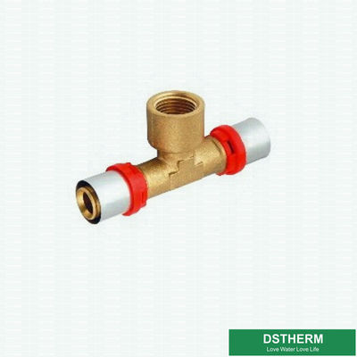 Female Threaded Tee Compression Double Straight Brass Press Union Fittings For Pex Aluminum Pex Pipe