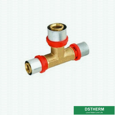 Equal Threaded Tee Compression Double Straight Brass Press Union Fittings For Pex Aluminum Pex Pipe